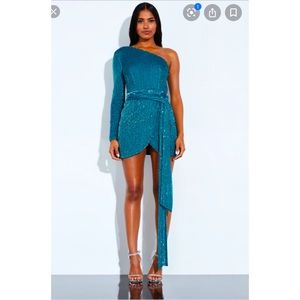 Missguided Peace + Love Blue Sequin Mini Dress